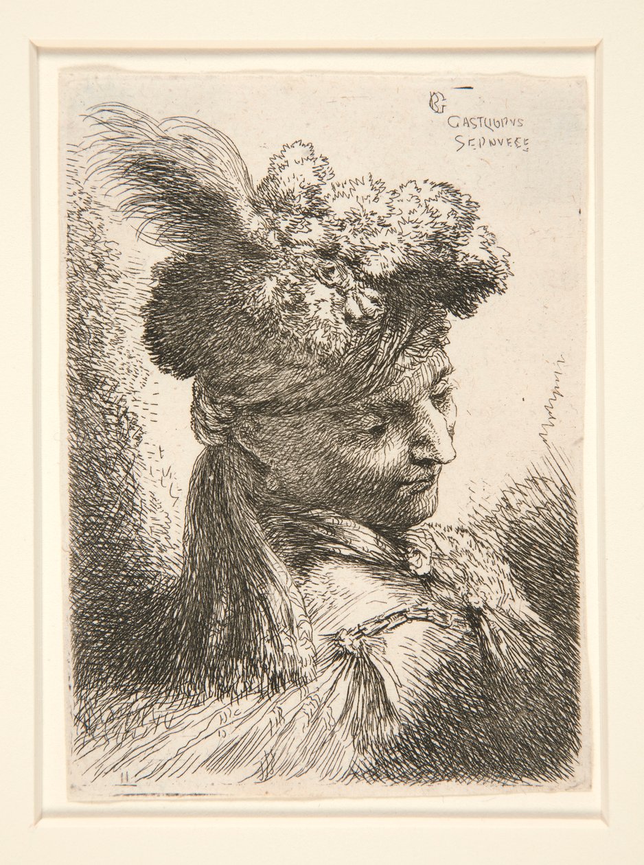 Giovane senza barba, visto in 3/4 di vista, girato a destra, guardando in basso, dalla serie Les petites tetes da Giovanni Benedetto Castiglione