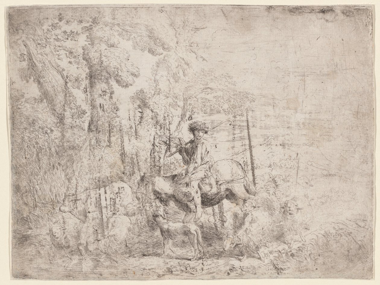 Giovane pastore a cavallo da Giovanni Benedetto Castiglione