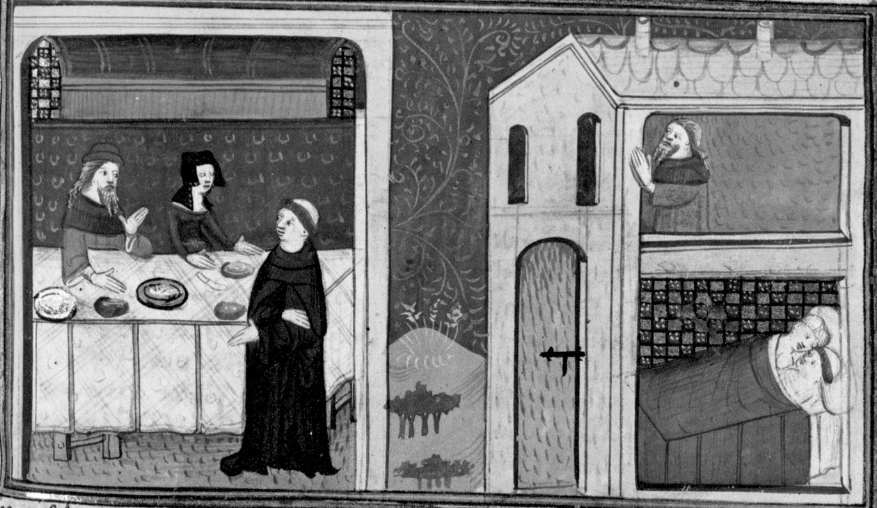 Decameron, Don Felice è invitato alla tavola di Frate Puccio; Don Felice è a letto con la moglie di Puccio. Terza giornata, racconto 4 da Giovanni Boccaccio
