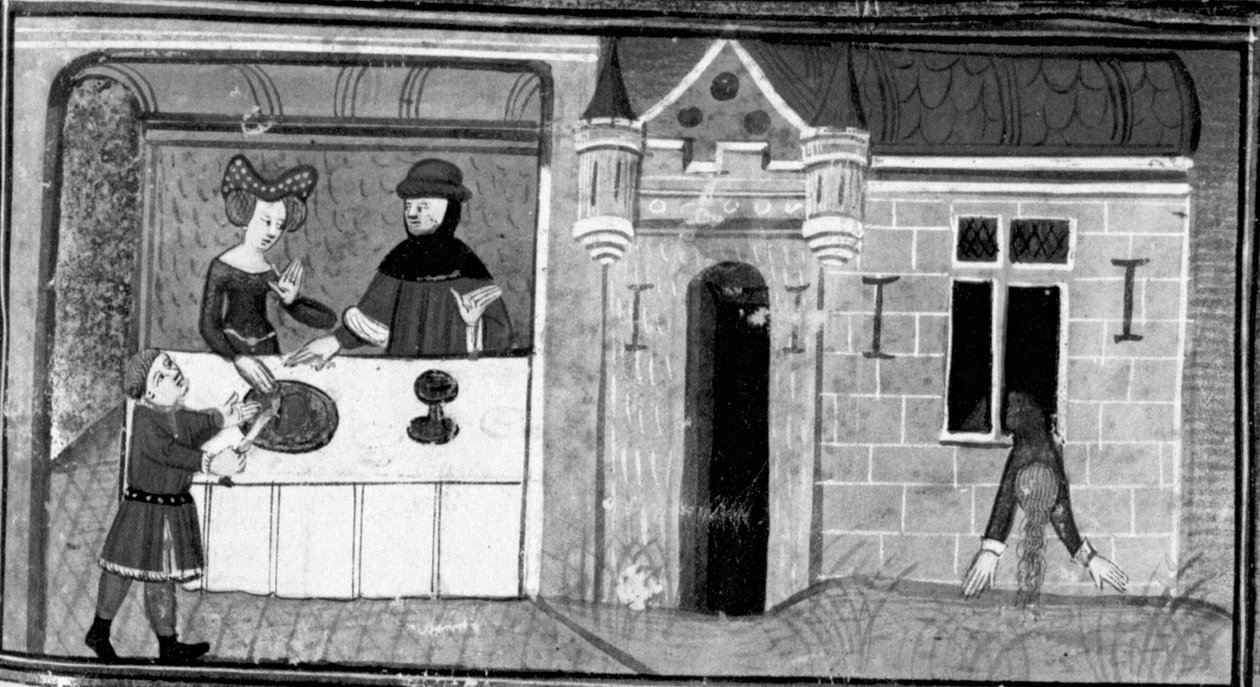 Decameron, Guilielmo Rossiglione fa servire alla moglie il cuore di Guardastagno; la donna si getta dalla finestra Quarta giornata, racconto 9 da Giovanni Boccaccio