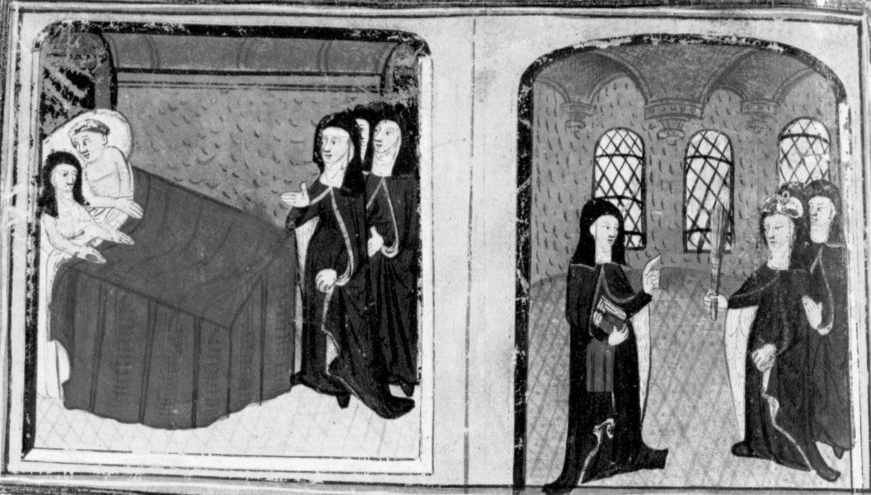 Decameron, La monaca Isabella viene sorpresa a letto con un amante; la badessa rimprovera Isabella. Nona giornata, racconto 2 da Giovanni Boccaccio