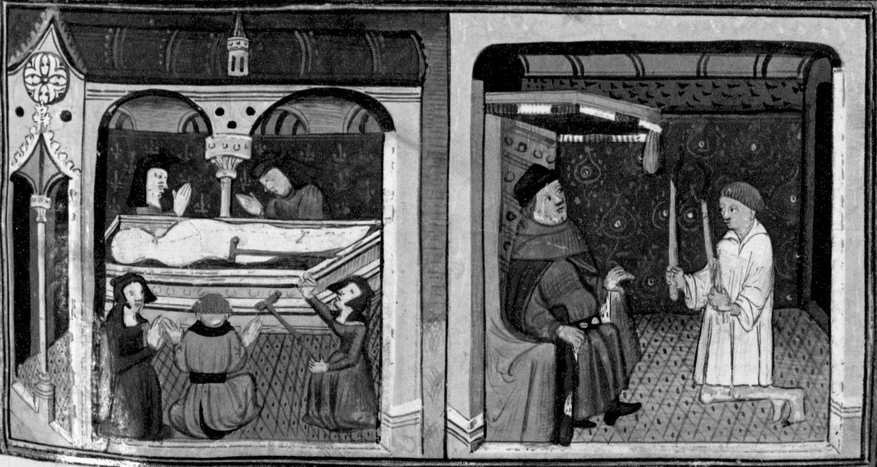 Decameron, Gli storpi e gli afflitti si recano alla tomba di un santo; Martellino compare in tribunale. Seconda giornata, racconto 1 da Giovanni Boccaccio
