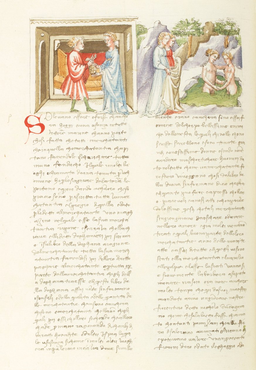 Decameron, Liaison dangereuse Salabaetto et Jancofiore se baignant, ottava giornata, racconto 10. da Giovanni Boccaccio
