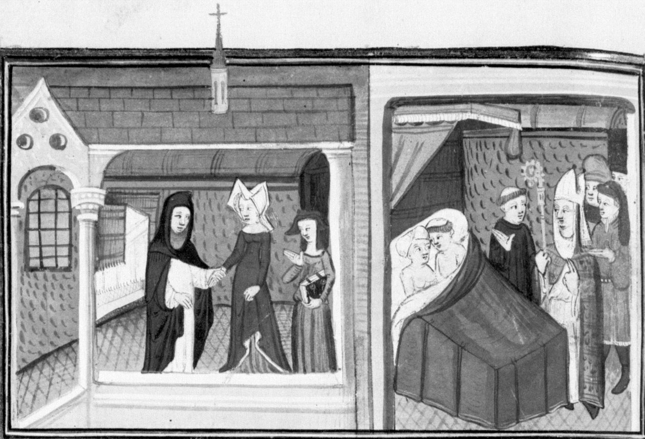 Decameron, Madame Piccarda visita il parroco di Fiesole; il parroco è sorpreso dal vescovo a letto con la cameriera. Ottavo giorno, racconto 4 da Giovanni Boccaccio