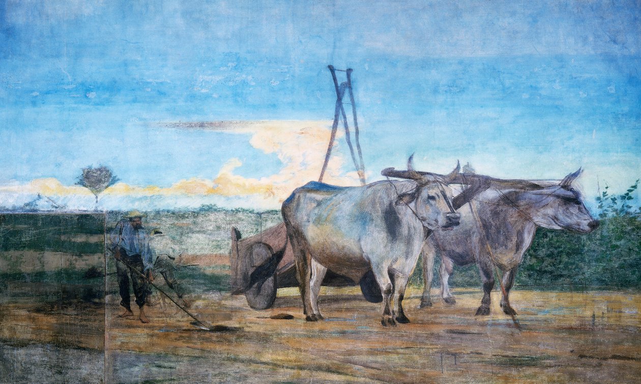 Raccolta di letame, carro con buoi da Giovanni Boldini