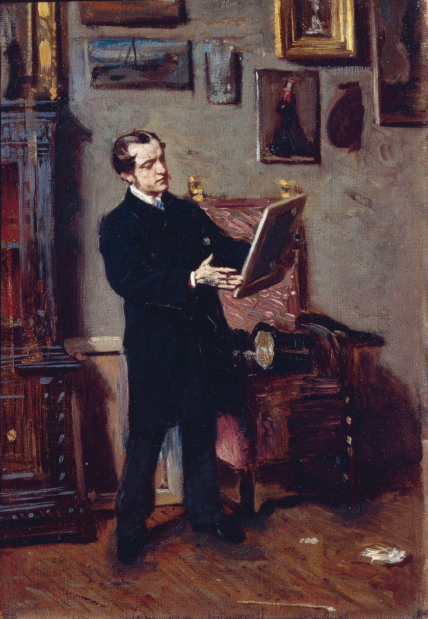 Italia, Firenze, Giovane uomo che guarda un dipinto da Giovanni Boldini