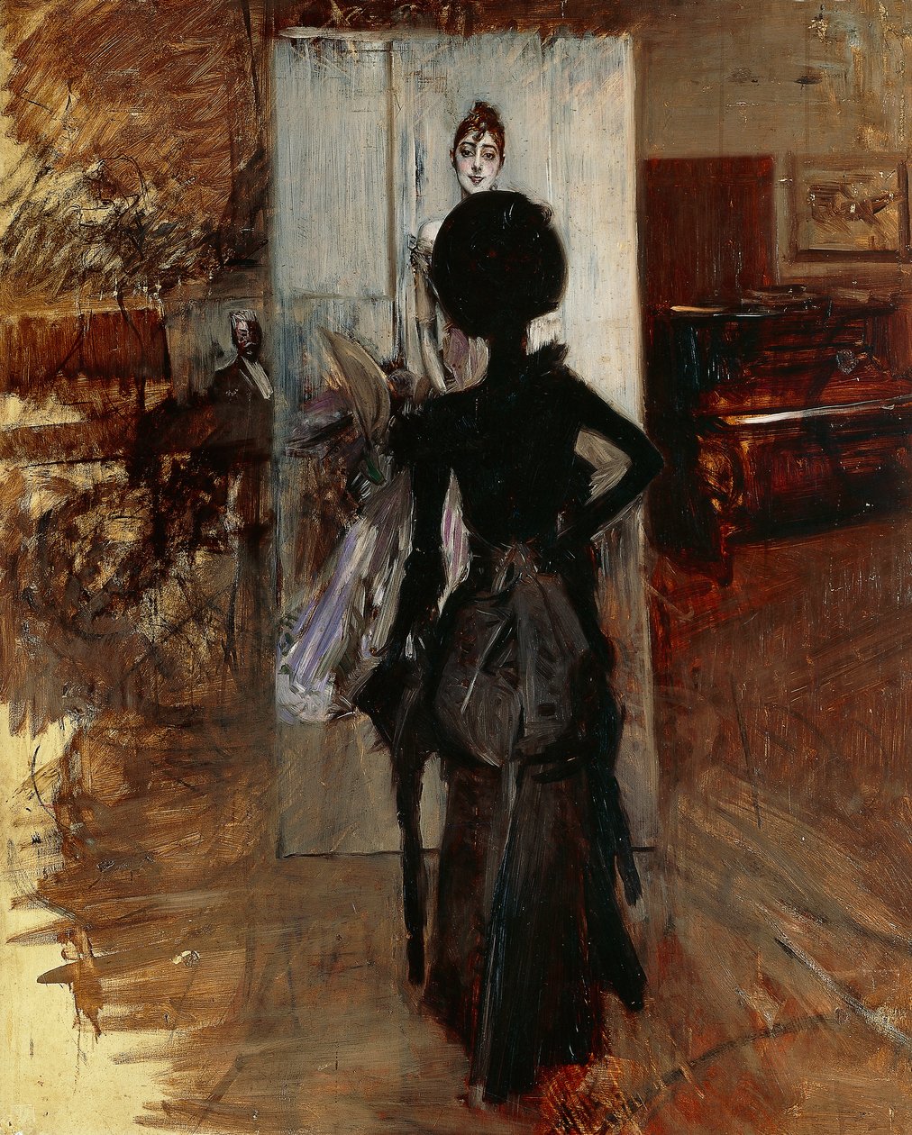 Signora nello studio del pittore di fronte a Pastello Bianco da Giovanni Boldini