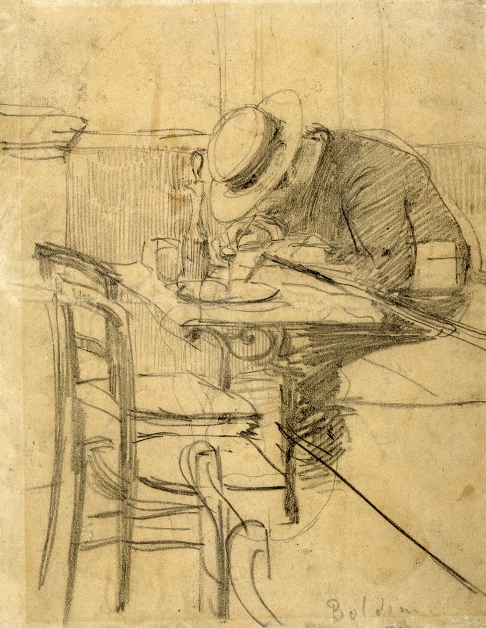 Il pittore Helleu seduto a una terrazza di caffè da Giovanni Boldini