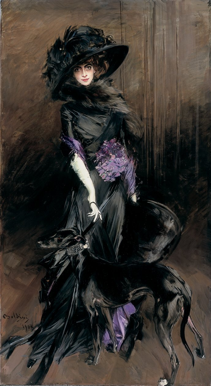 Ritratto della Marchesa Luisa Casati con un levriero da Giovanni Boldini