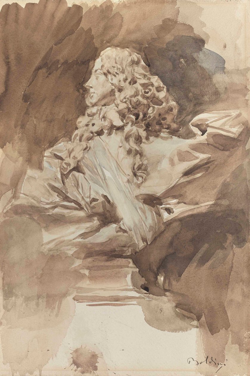 Studio di un busto di Francesco I d&39;Este, secondo Bernini (lavaggio su carta) da Giovanni Boldini