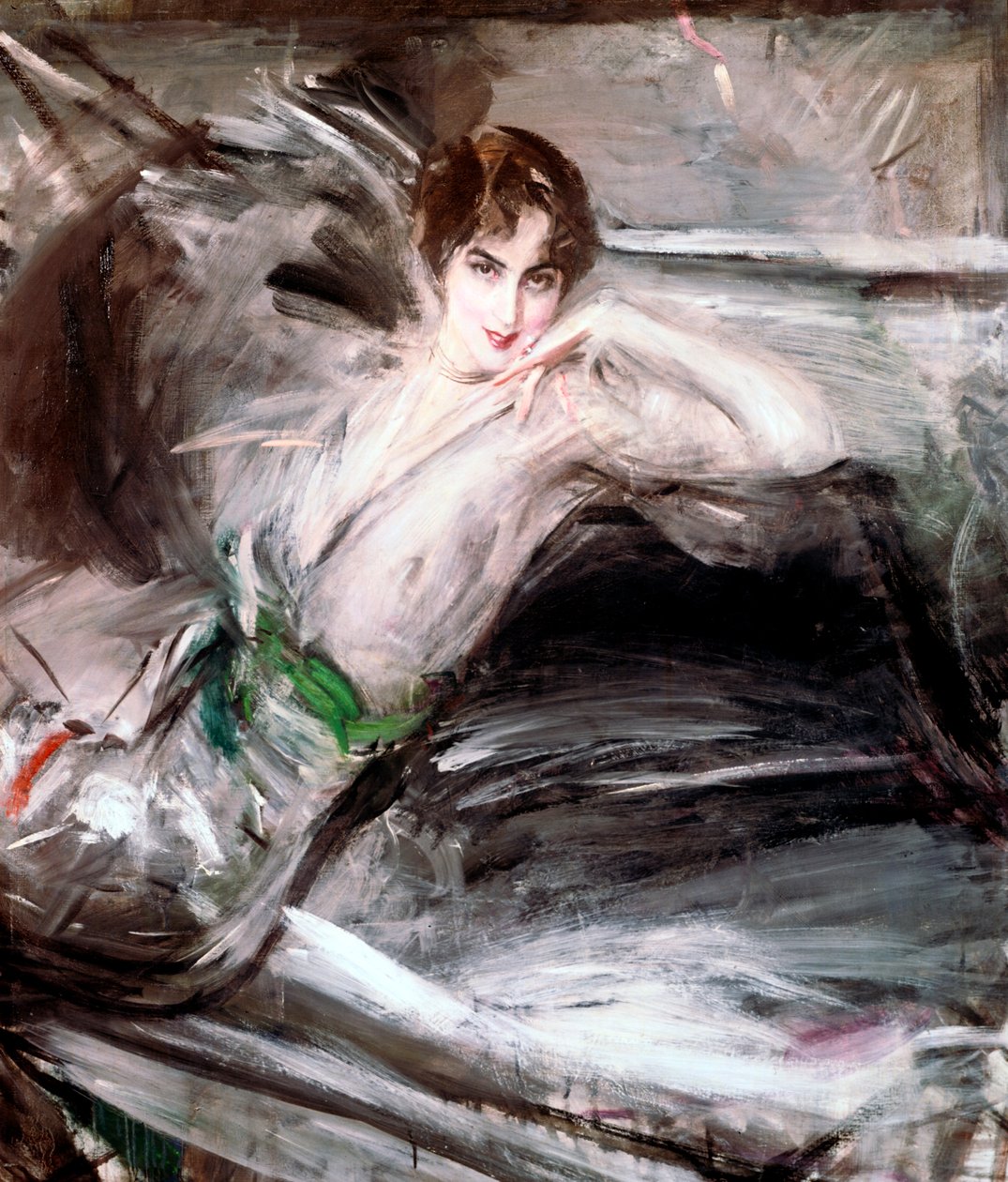Donna seduta su una sedia da Giovanni Boldini