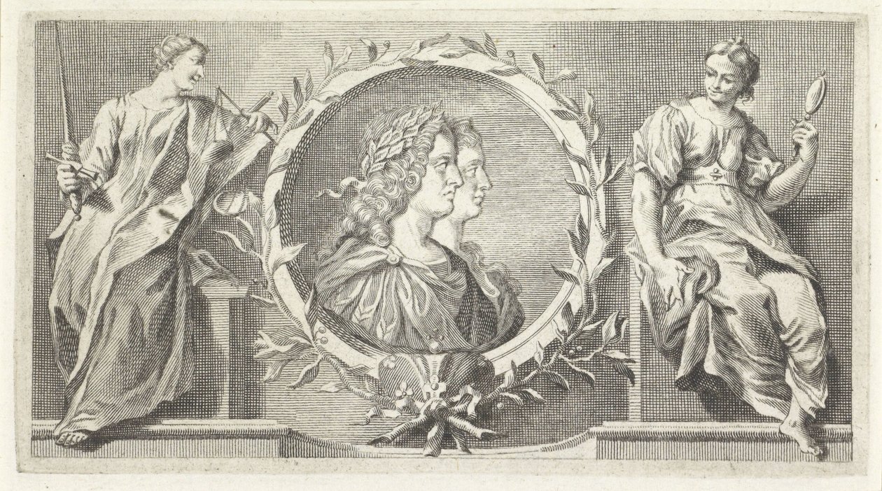 Cartiglio con uomo e donna incoronati da Giovanni Cattini (attributed to)