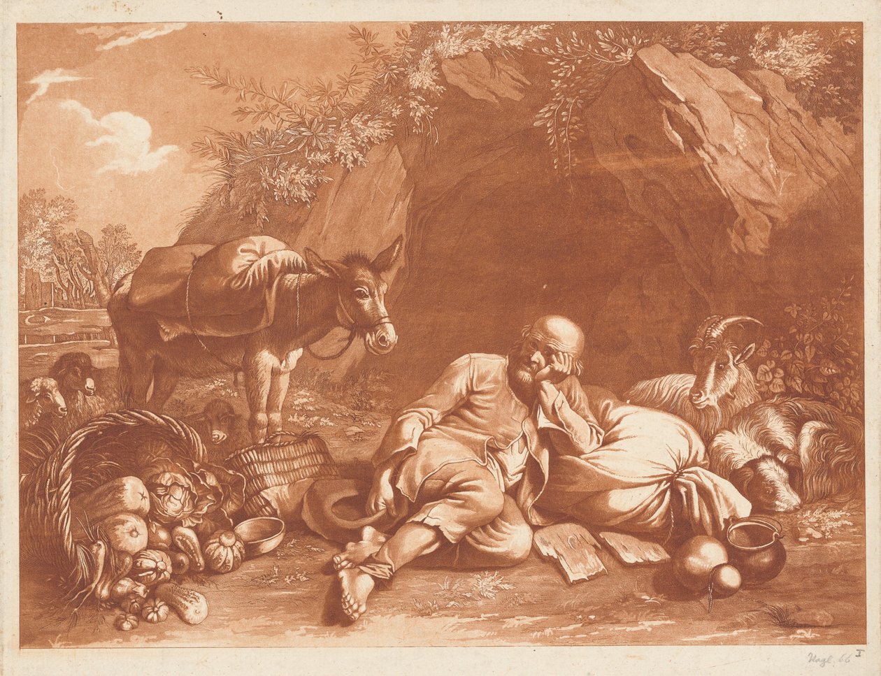 Un vecchio appoggiato a un sacco da Giovanni De Pian after Francesco Londonio