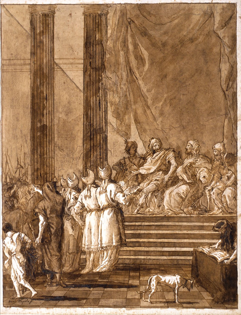 Una disputa tra re e sacerdoti da Giovanni Domenico Tiepolo