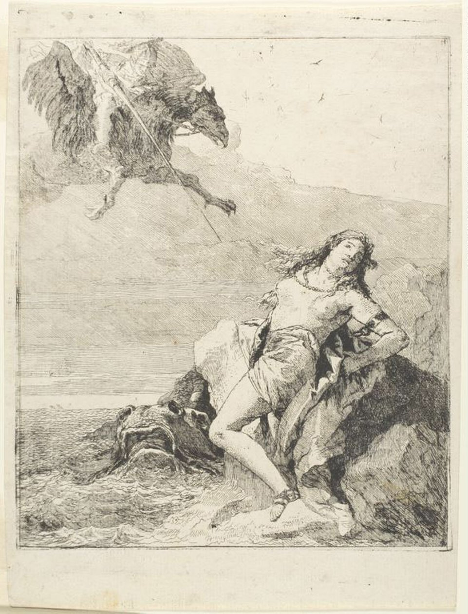 Angelica legata e in procinto di essere divorata dal mostro marino da Giovanni Domenico Tiepolo