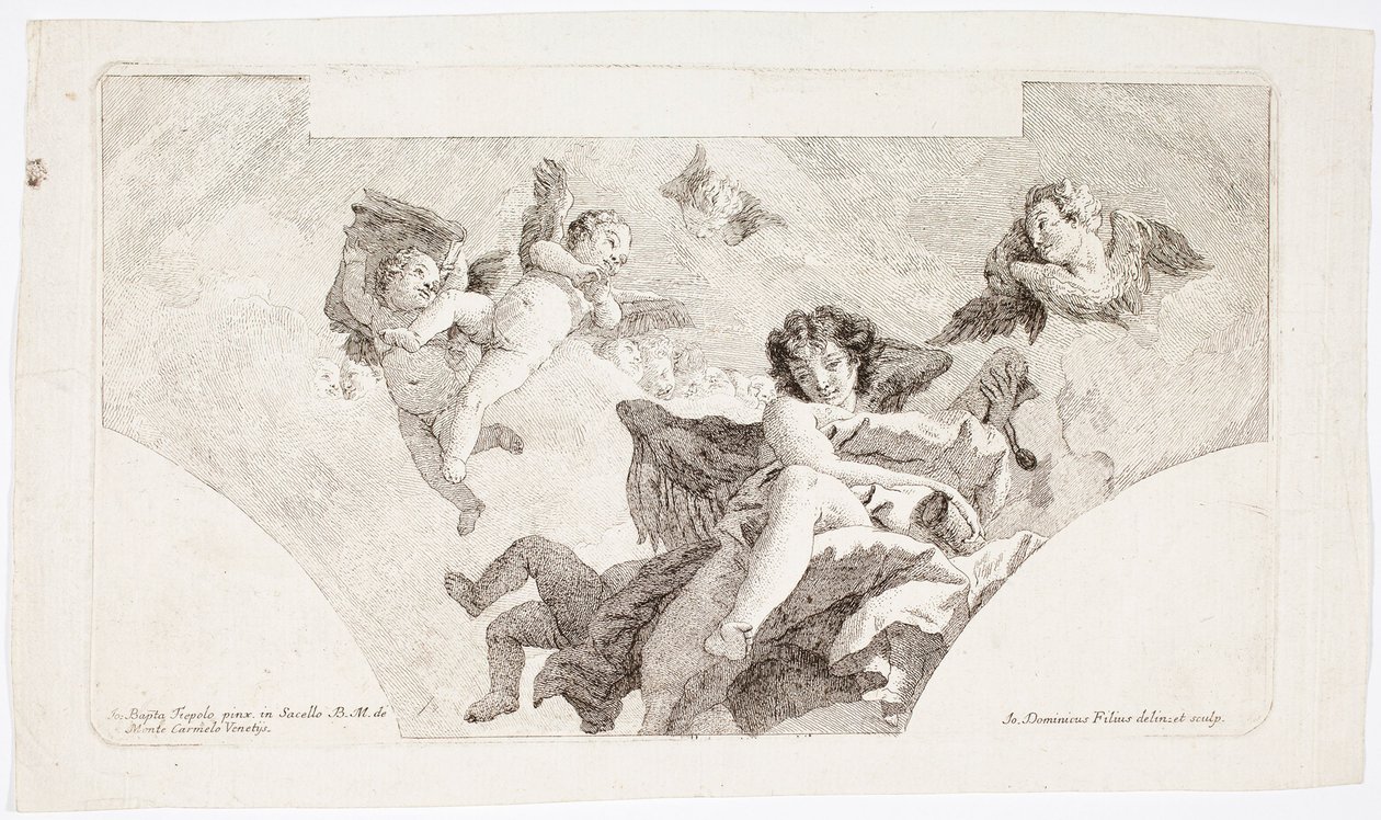 Angeli che portano le indulgenze dei Carmelitani da Giovanni Domenico Tiepolo