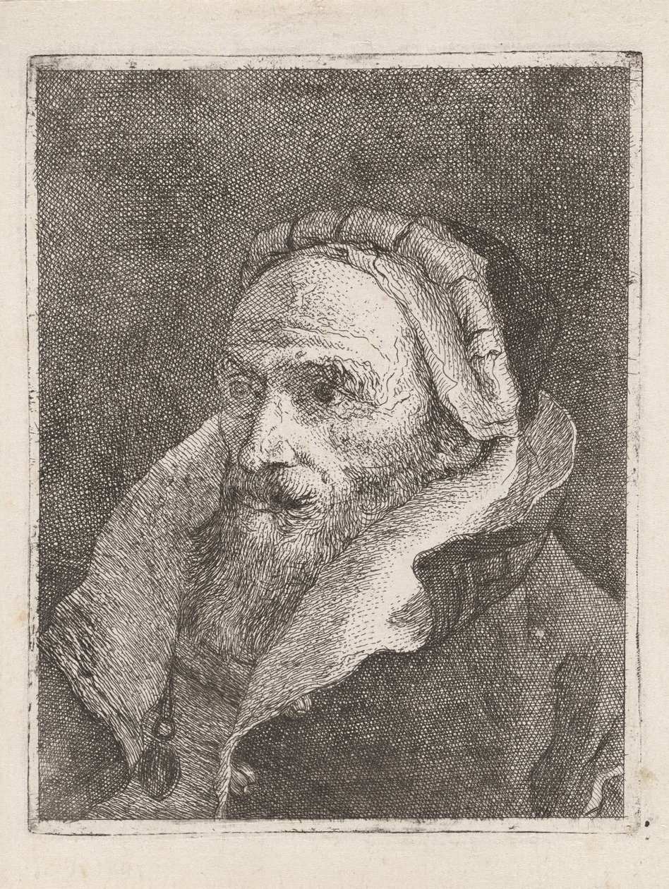 Vecchio barbuto con un berretto, dalla “Raccolta di Teste” (Collezione di teste) da Giovanni Domenico Tiepolo