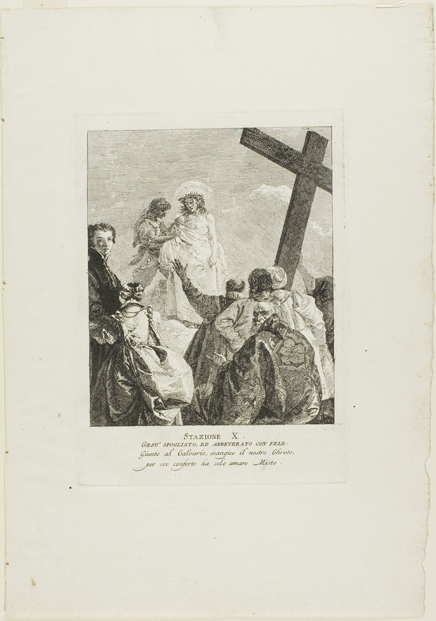 Cristo viene spogliato delle sue vesti, tavola dieci della Via Crucis da Giovanni Domenico Tiepolo