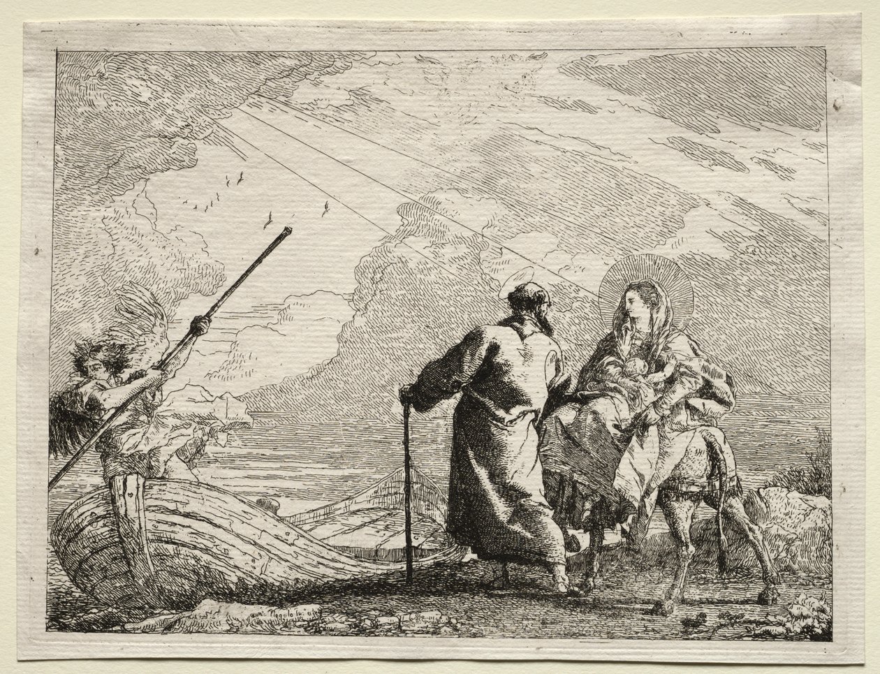 Fuga in Egitto: La Sacra Famiglia arriva alla riva del fiume da Giovanni Domenico Tiepolo