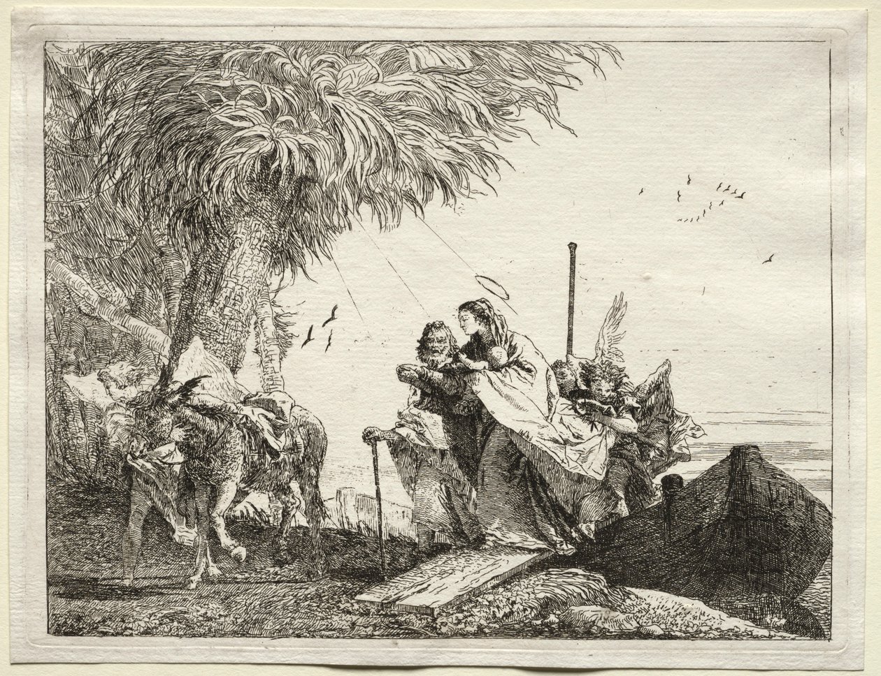 Fuga in Egitto: La Sacra Famiglia, sbarco da Giovanni Domenico Tiepolo