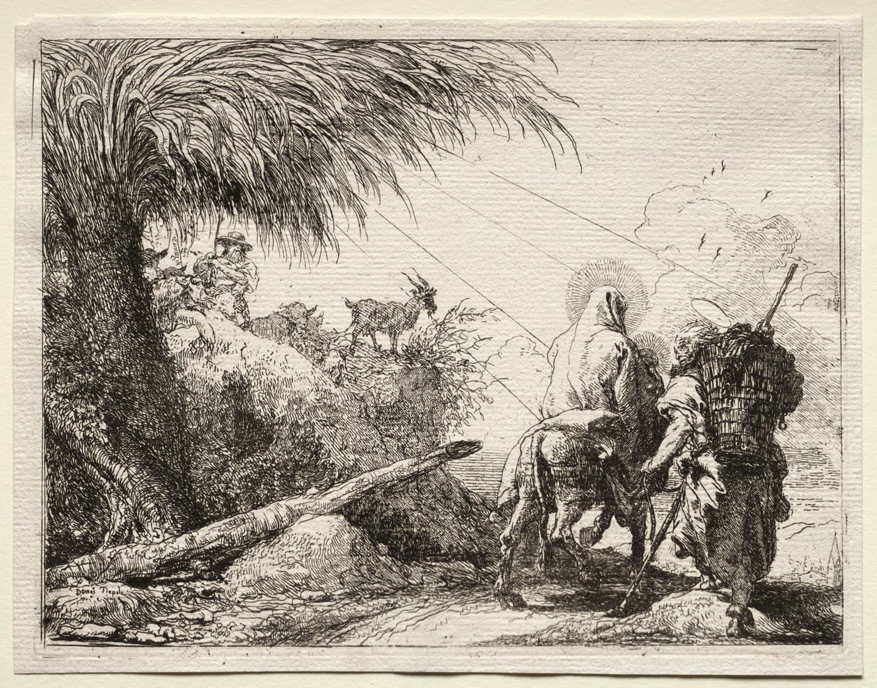 Fuga in Egitto: La Sacra Famiglia e la Palma da Giovanni Domenico Tiepolo