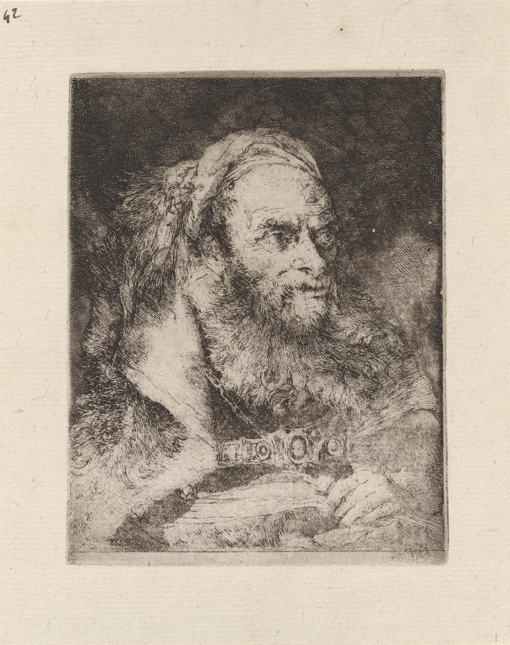 Testa di un orientale, un libro in mano, dalla Raccolta di Teste da Giovanni Domenico Tiepolo