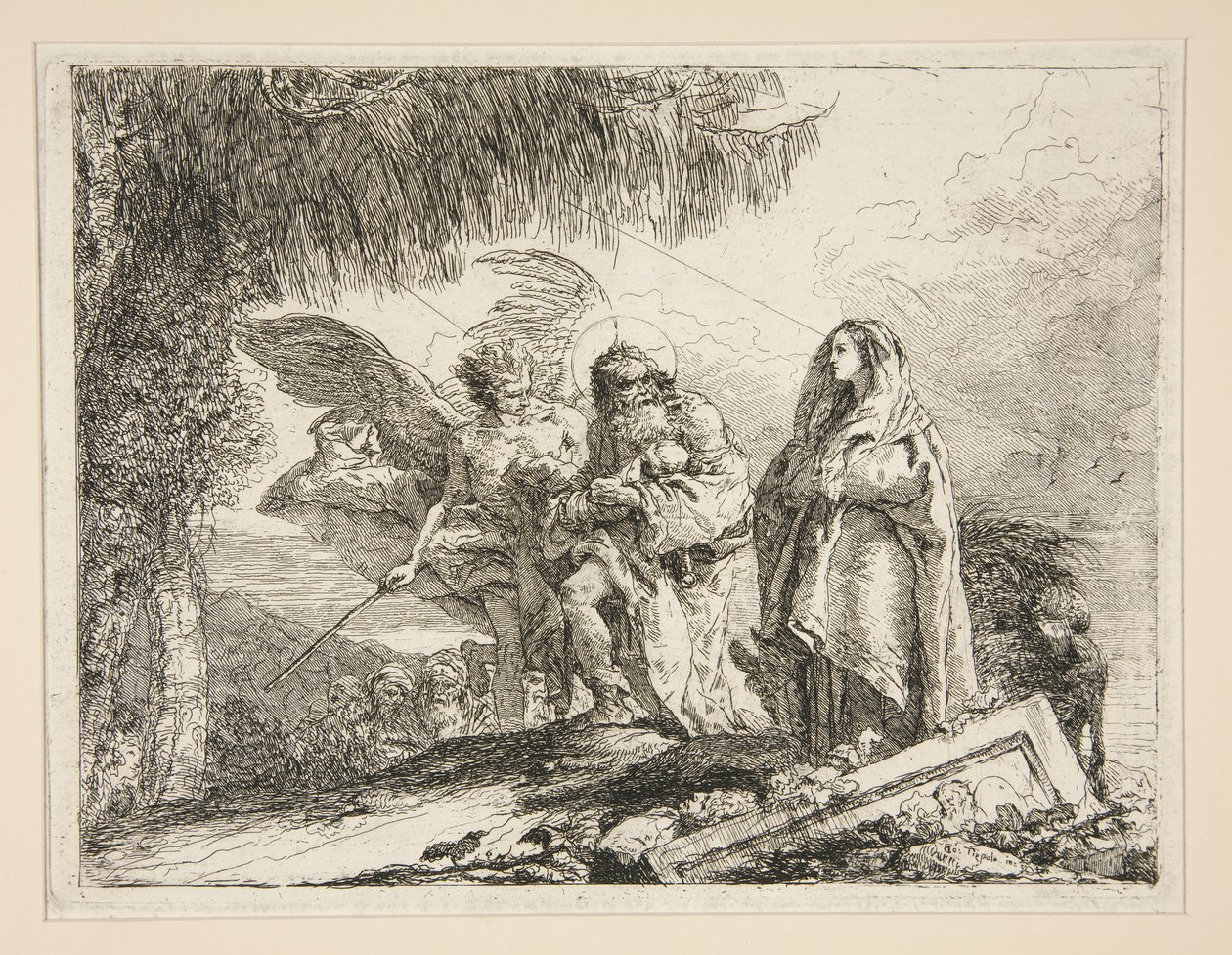 Giuseppe che porta Gesù tra le braccia, dalla serie Idee pittoresche sopra la fuga in Egitto da Giovanni Domenico Tiepolo
