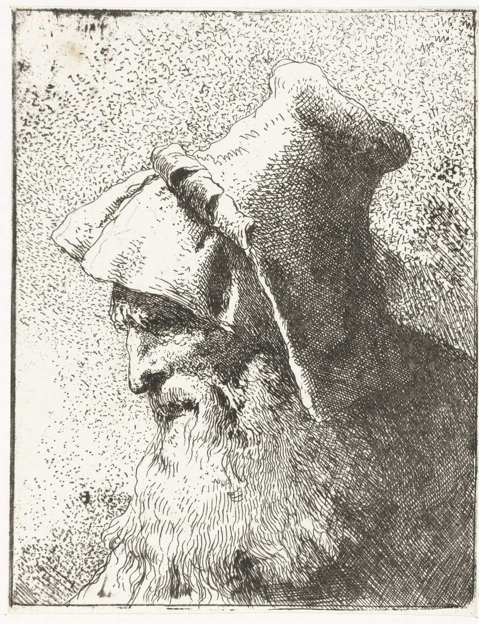 Uomo con barba e cappello da Giovanni Domenico Tiepolo