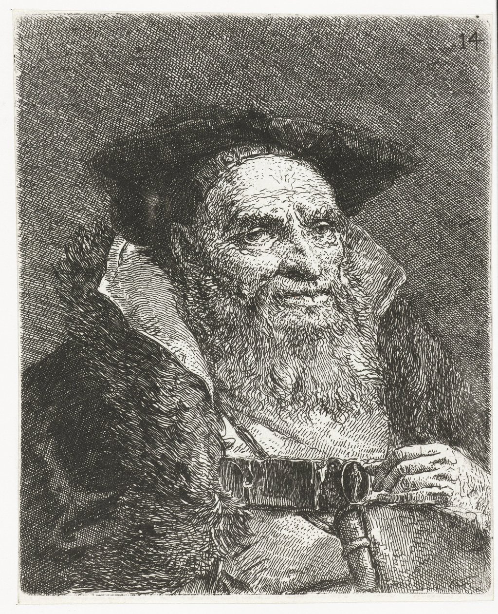 Uomo con berretto da Giovanni Domenico Tiepolo