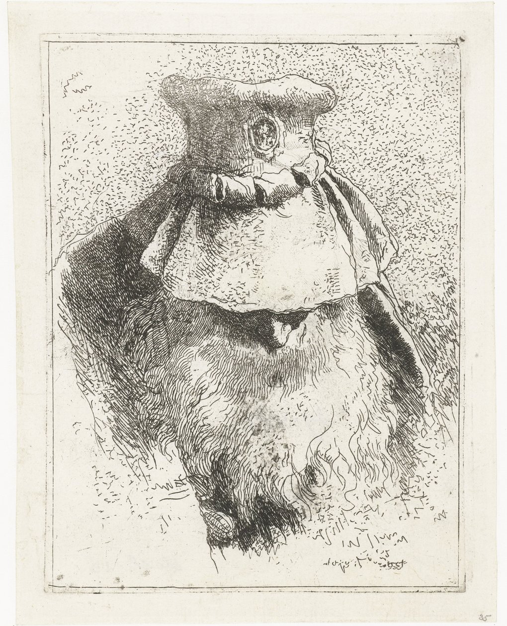 Uomo con testa china e grande cappello da Giovanni Domenico Tiepolo