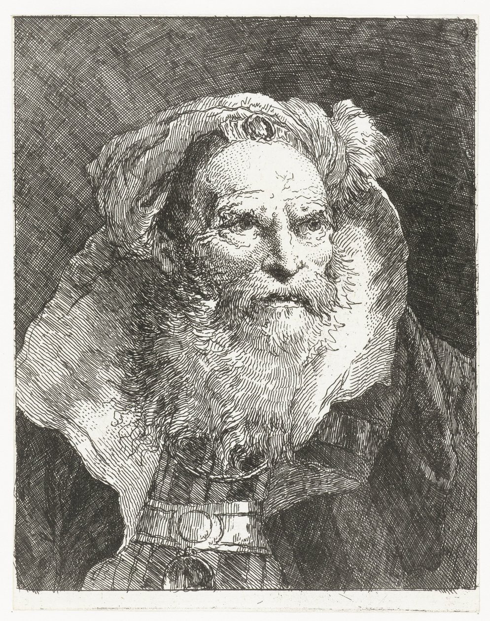 Uomo con turbante e colletto alto (Verzameling hoofden) da Giovanni Domenico Tiepolo