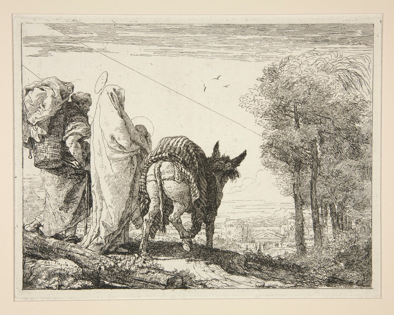 Maria che tiene il suo bambino in braccio, dalla serie Idee pittoresche sopra la fuga in Egitto da Giovanni Domenico Tiepolo