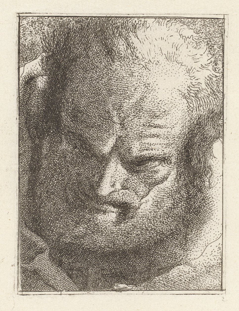 Vecchio che Guarda in Basso, dalla Raccolta di Teste da Giovanni Domenico Tiepolo