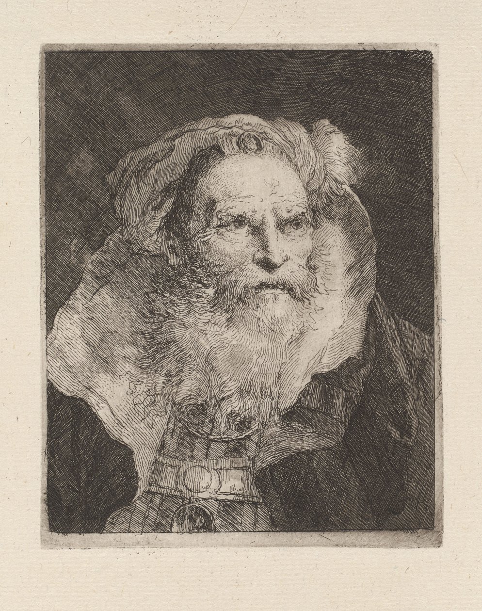 "Vecchio in meditazione", dalla "Raccolta di Teste" da Giovanni Domenico Tiepolo