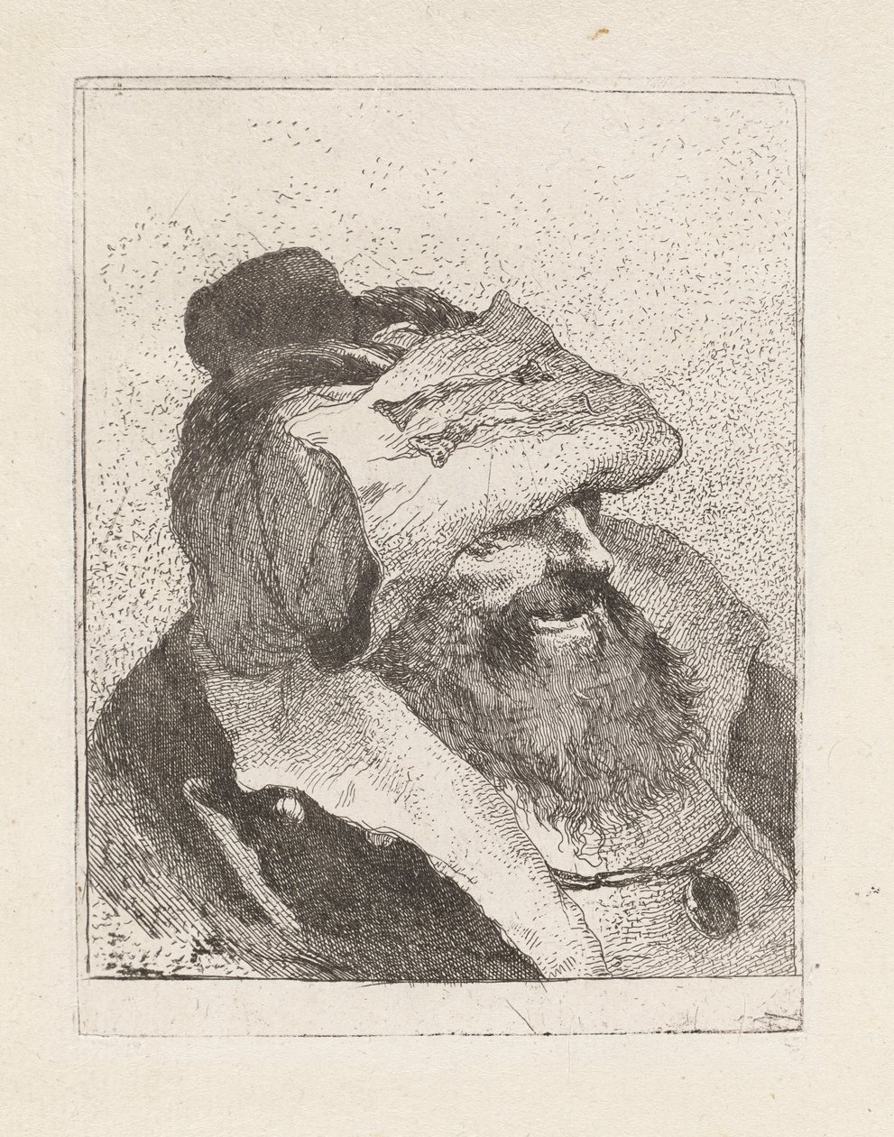 Vecchio con il cappello sulla fronte, dalla Raccolta di Teste da Giovanni Domenico Tiepolo