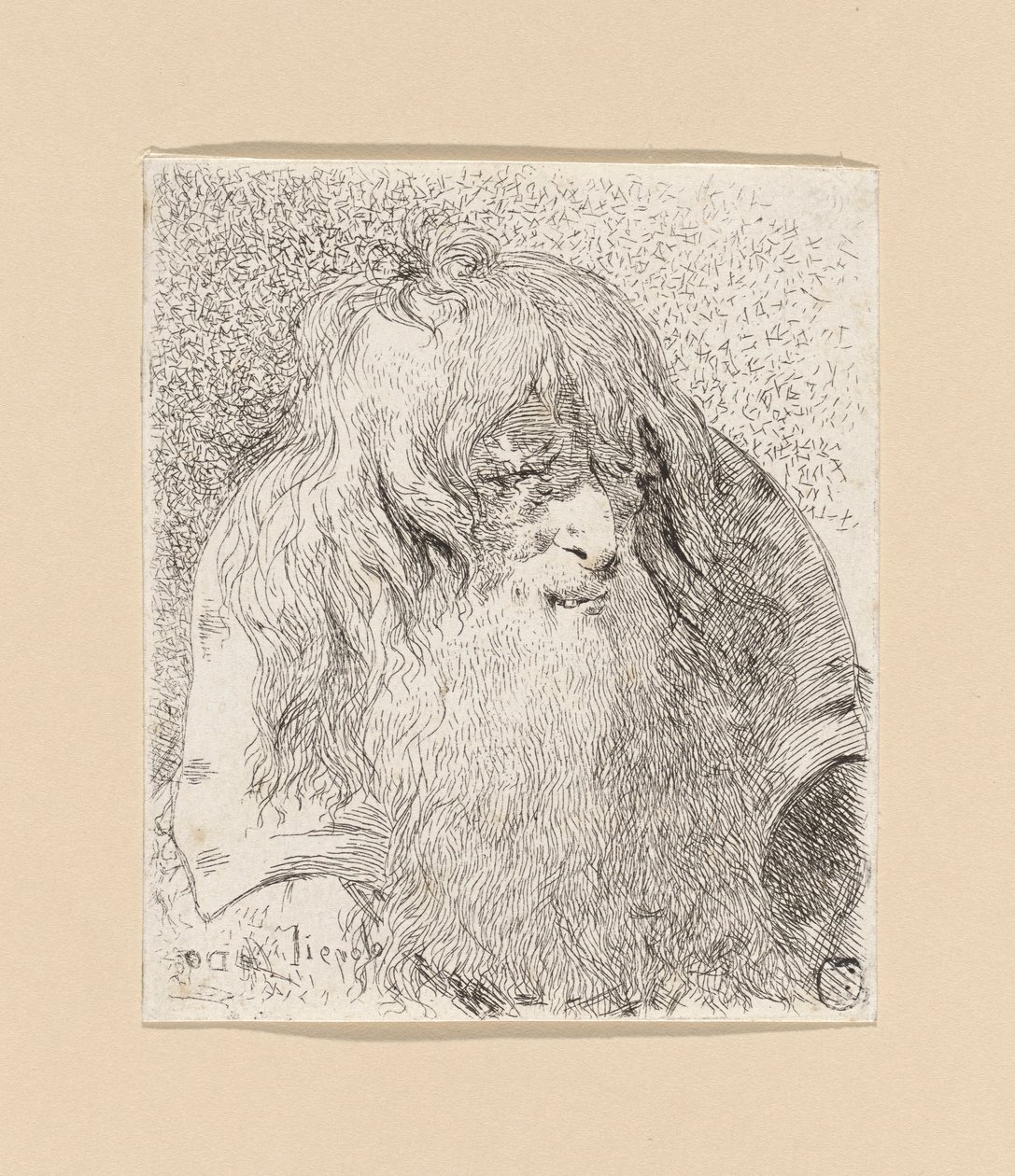 Vecchio con barba e capelli lunghi, dalla Raccolta di Teste da Giovanni Domenico Tiepolo
