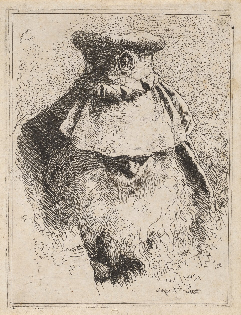Vecchio con un grande cappello, dalla Raccolta di Teste da Giovanni Domenico Tiepolo