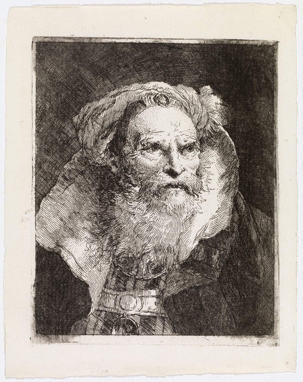 Anziano con il turbante, di profilo a destra da Giovanni Domenico Tiepolo