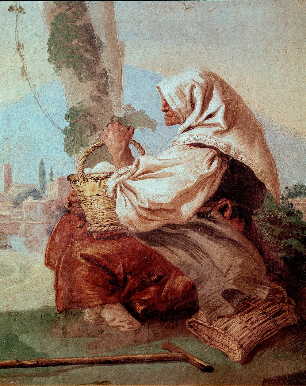 Vecchia contadina con un cesto di uova da Giovanni Domenico Tiepolo