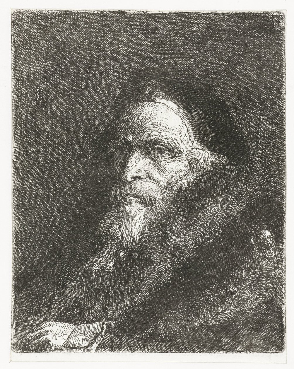 Vecchio uomo con mantello di pelliccia da Giovanni Domenico Tiepolo