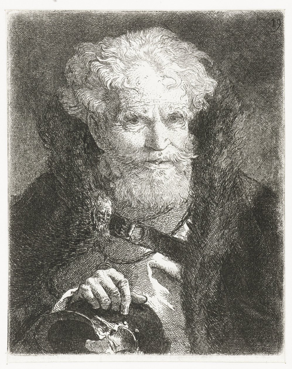 Vecchio con mantello e colletto di pelliccia e elmo da Giovanni Domenico Tiepolo
