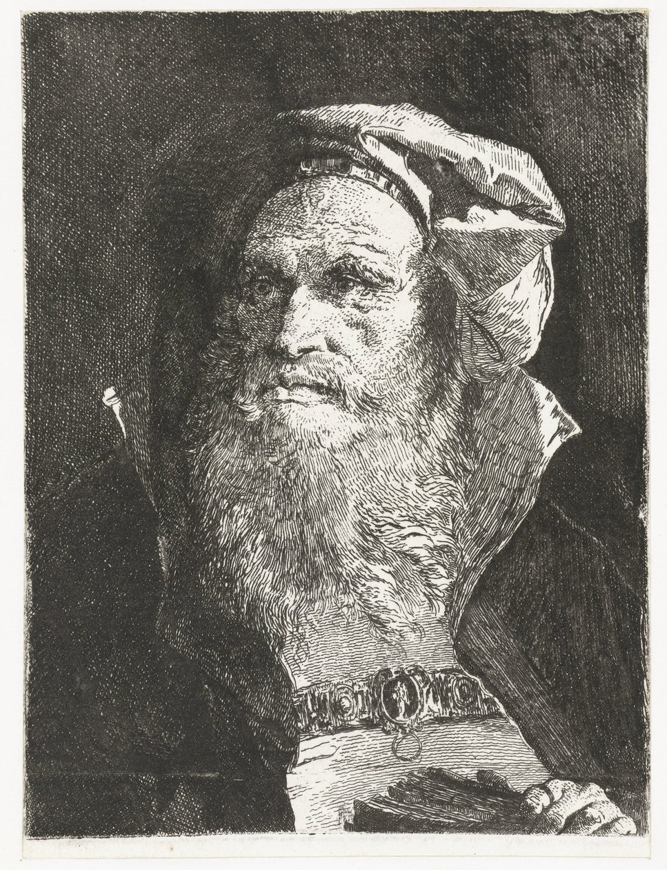 Vecchio con barba e libro (Raccolta di Teste) da Giovanni Domenico Tiepolo