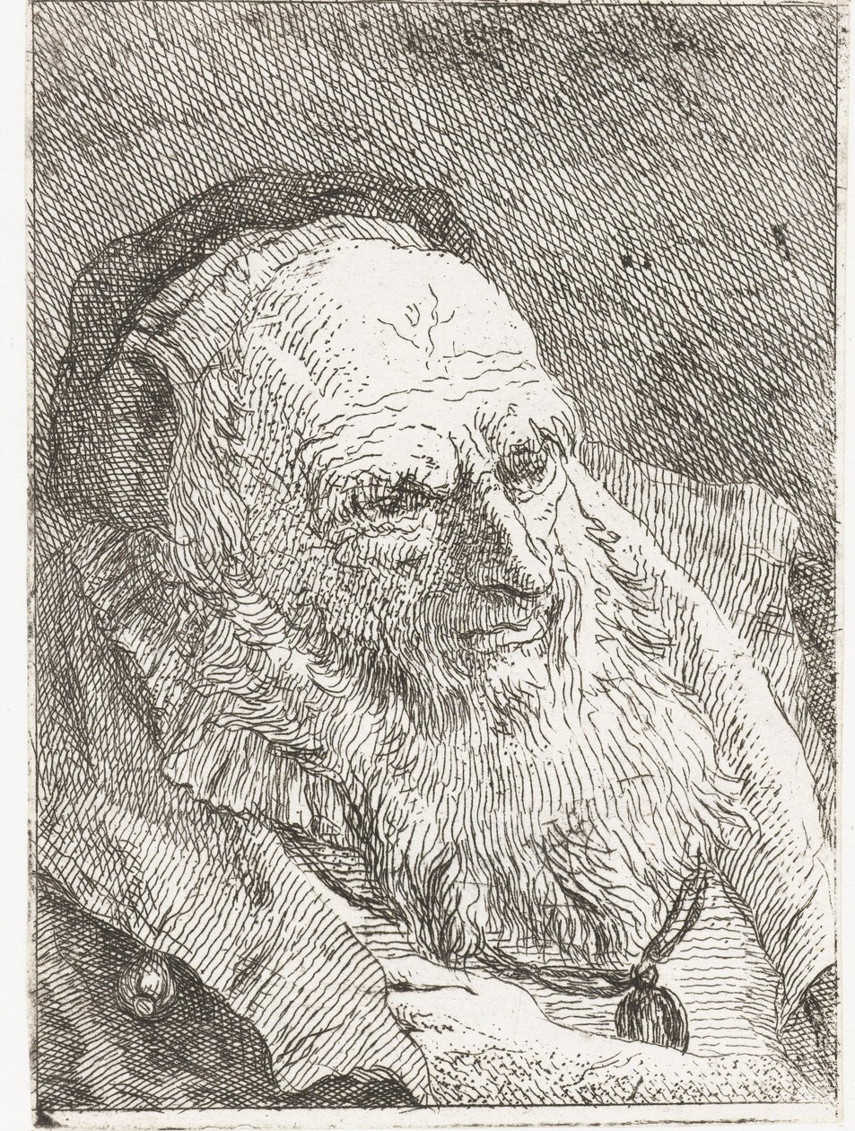 Anziano con la mano infilata sotto il mantello da Giovanni Domenico Tiepolo