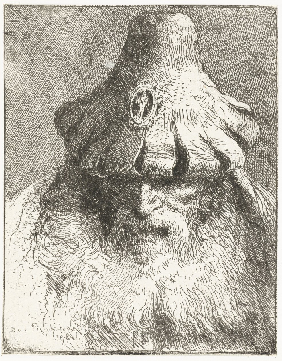 Vecchio con cappello conico con bordo intagliato (Raccolta di Teste) da Giovanni Domenico Tiepolo