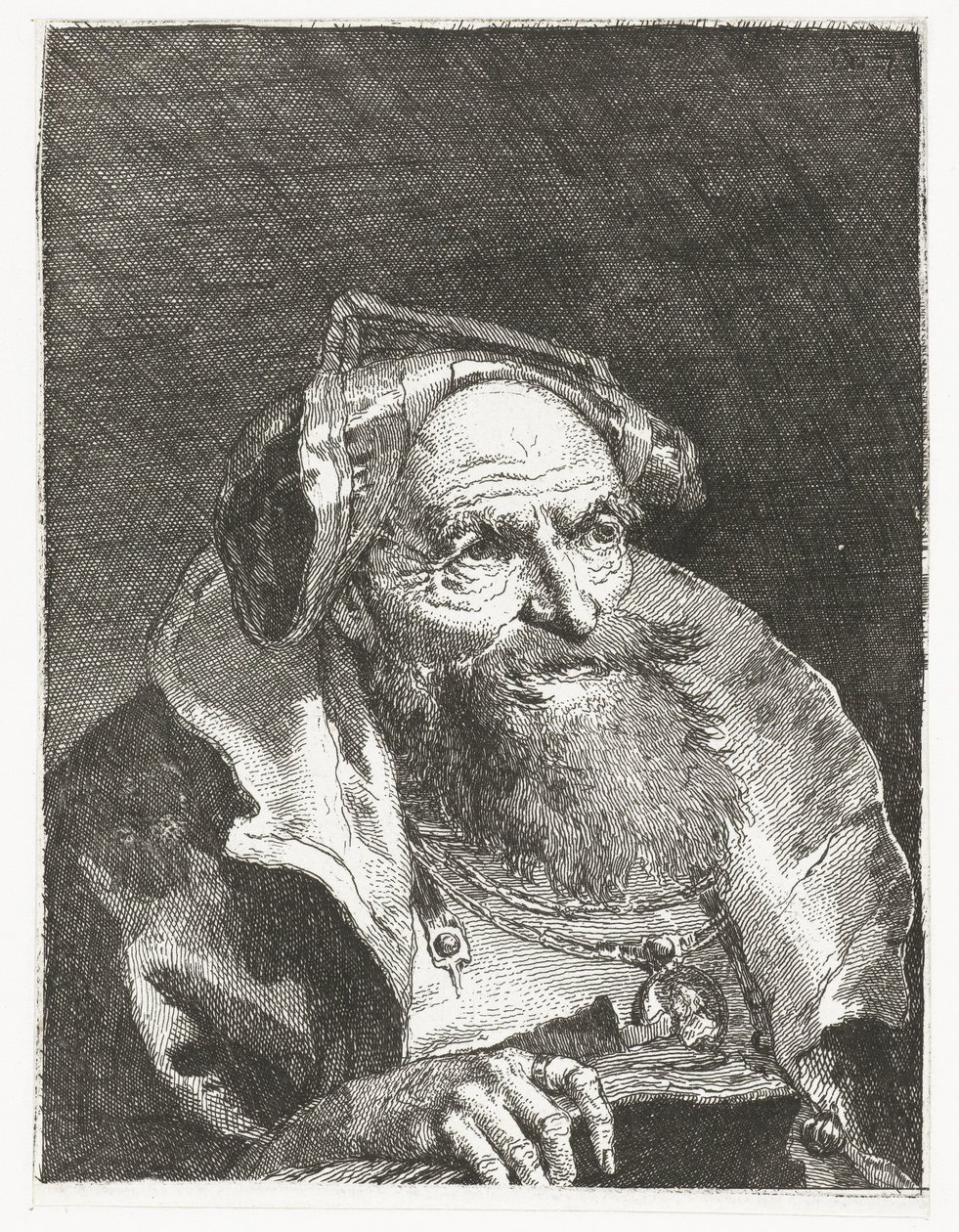 Vecchio con catena e libro da Giovanni Domenico Tiepolo
