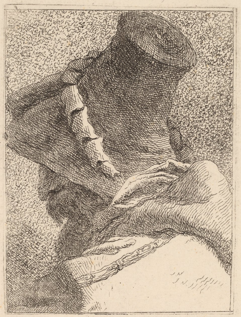Profilo di un vecchio con cappello da Giovanni Domenico Tiepolo