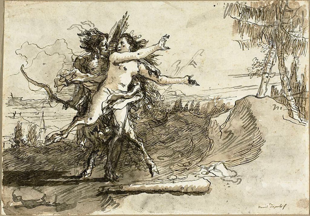 Satiro che sorprende una satira da Giovanni Domenico Tiepolo