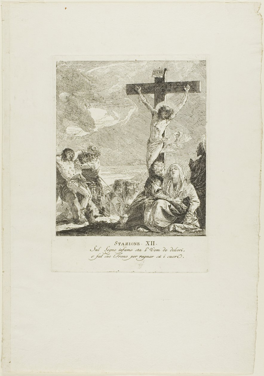 La crocifissione, dodicesima tavola della Via Crucis da Giovanni Domenico Tiepolo