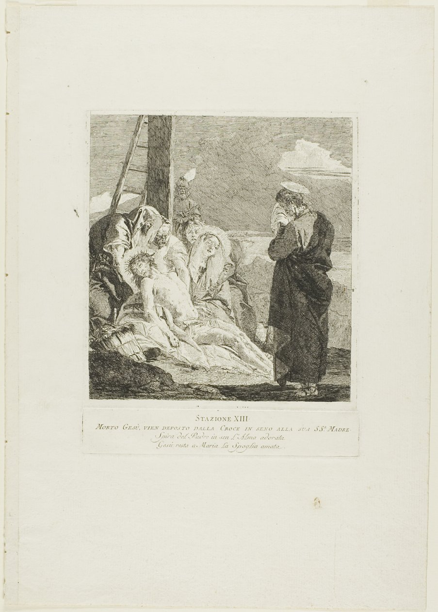 La Deposizione, tredicesima pagina della Via Crucis da Giovanni Domenico Tiepolo