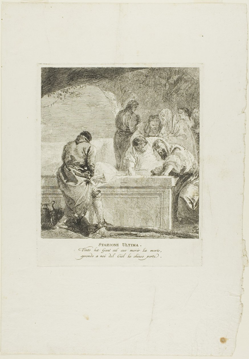 La sepoltura, tavola quattordici della Via Crucis da Giovanni Domenico Tiepolo